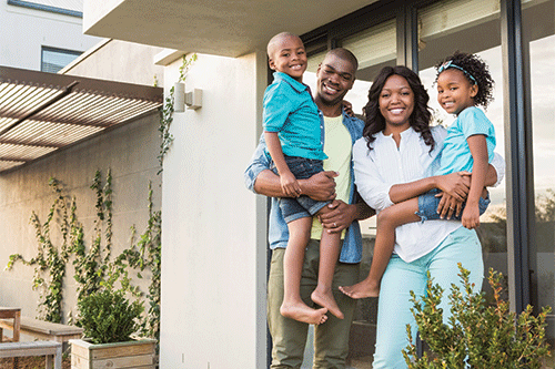 happy family buying a house