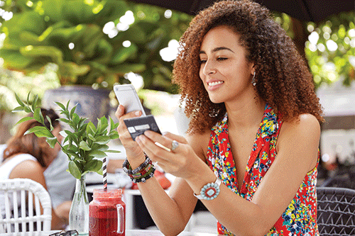 happy woman online shopping