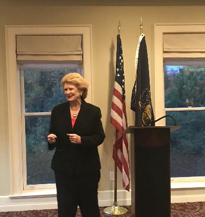 Senator Debbie Stabenow speaking to Michigan CU advocates at Credit Union House during the 2019 MCUL Hike the Hill. Senator Debbie Stabenow speaking to Michigan CU advocates at Credit Union House during the 2019 MCUL Hike the Hill.